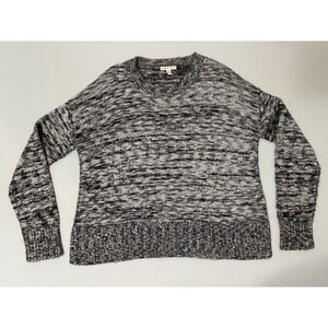 Eileen Fisher Scoop Neck Sweater Organic Cotton Alpaca Wool Blend Marled‎ XS